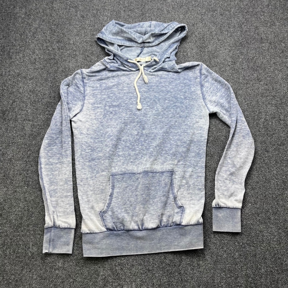 Liberty Love Acid Wash Pullover Hoodie Blue French Terry Sweatshirt